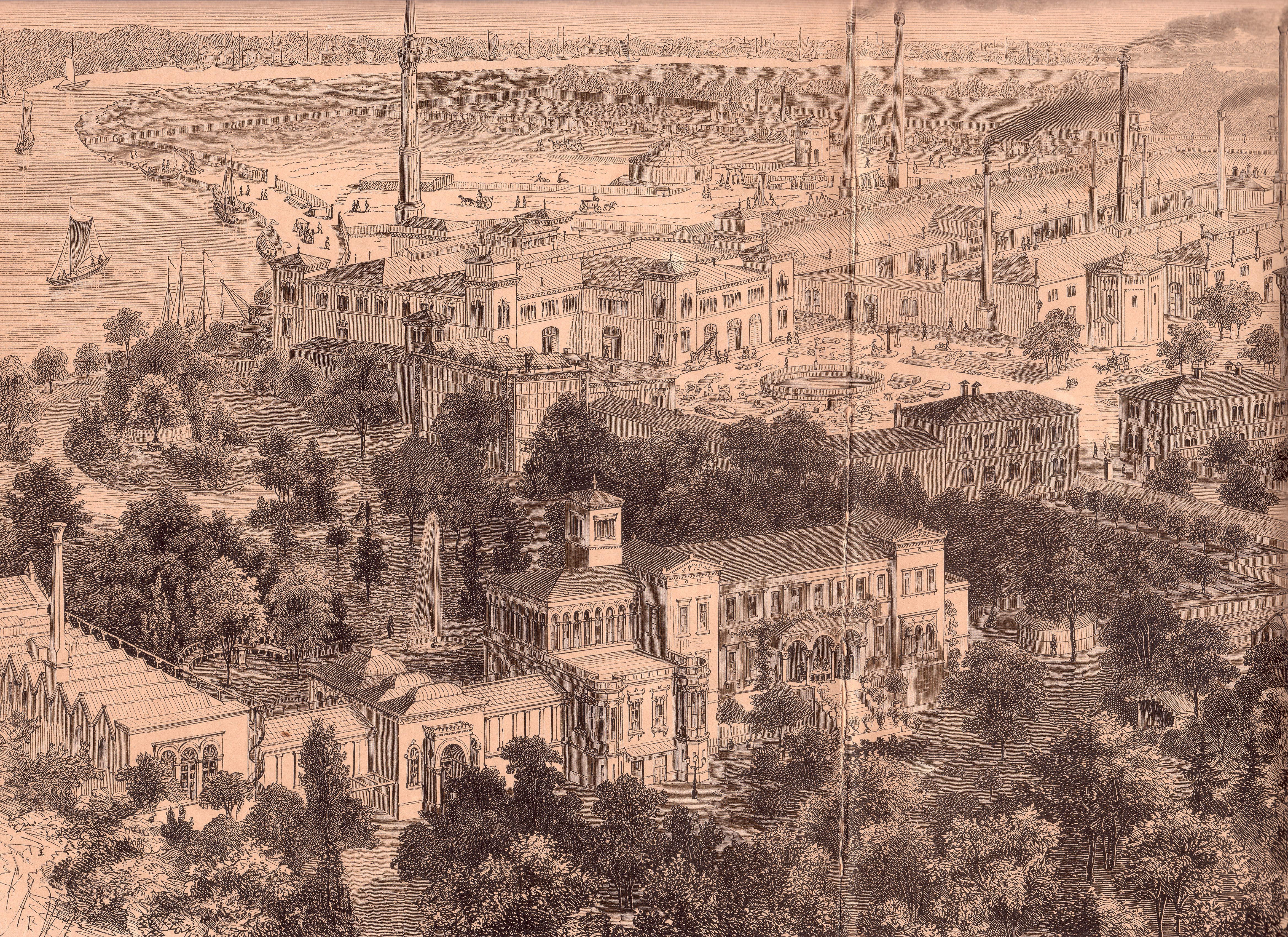 Borsigs Fabrik und Villa in Moabit 1867