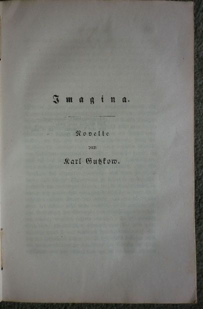 Karl Gutzkow: Imagina, 1847. Titelseite.