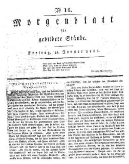 "Morgenblatt": "Die Sterbekassierer", Jan. 1833