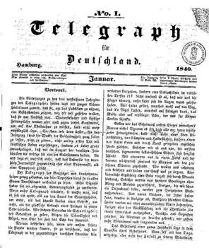 "Telegraph für Deutschland": "Vorwort", Jan. 1840