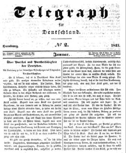 "Telegraph für Deutschland": "Über Parthei und Partheilichkeit der Deutschen", Jan. 1843