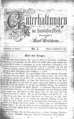 "Unterhaltungen am häuslichen Herd": "Was wir bringen", Sept. 1852