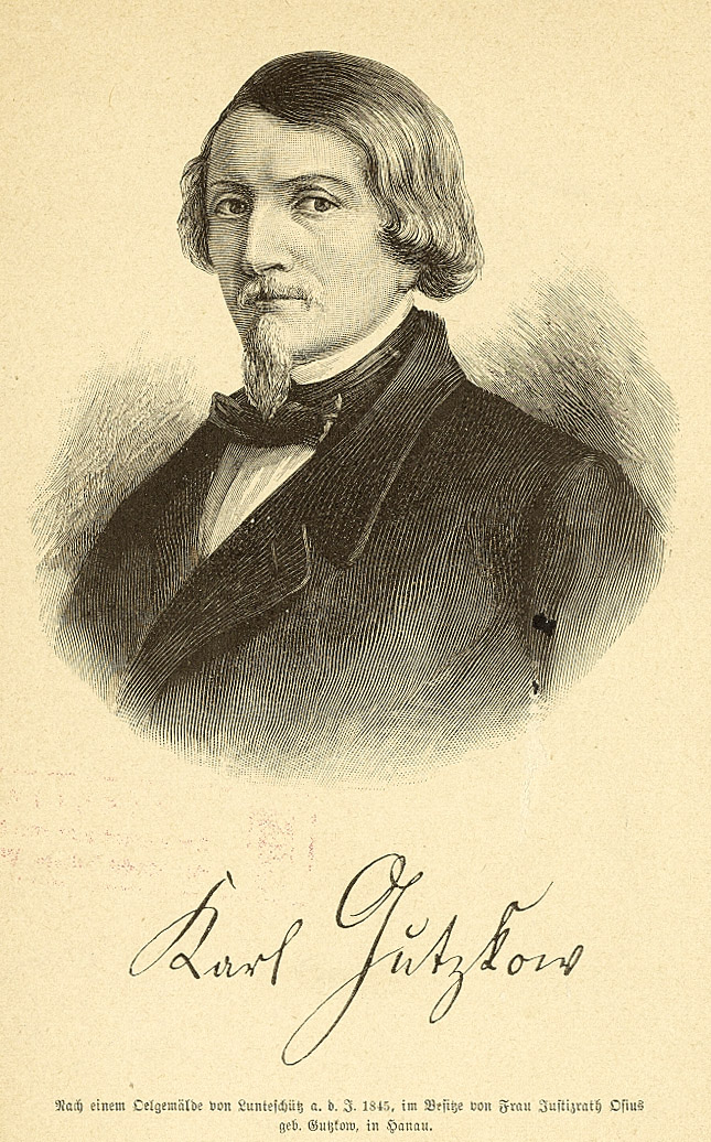 Gutzkow 1845, Holzstich nach einem Ölbild von Jules Lunteschütz