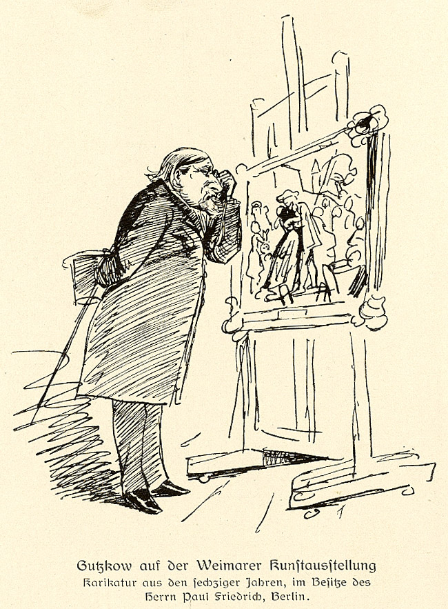 Gutzkow auf der Weimarer Kunstausstellung 1862, anon. Karikatur